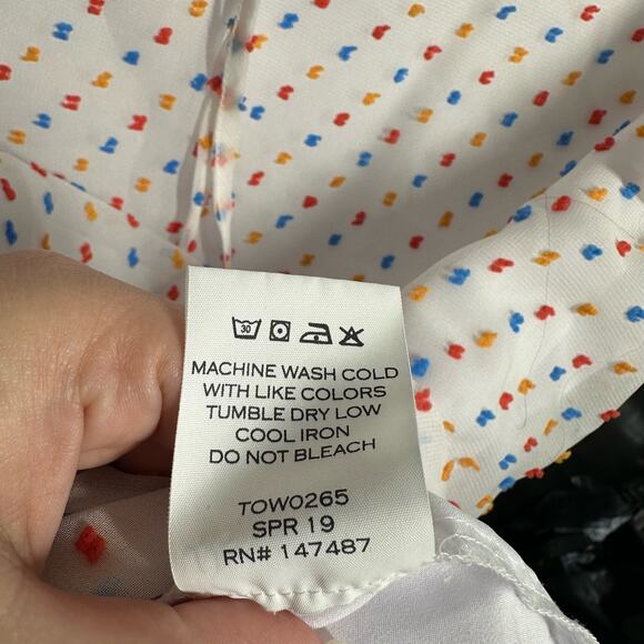 Draper James Women's White Dot Flutter Sleeve Blouse Size Medium Rainbow Polka - Picture 8 of 12